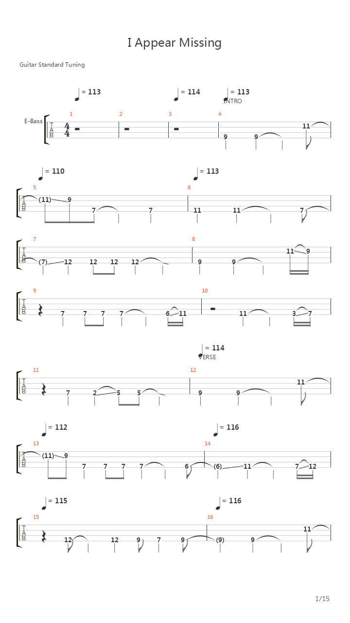 I Appear Missing吉他谱