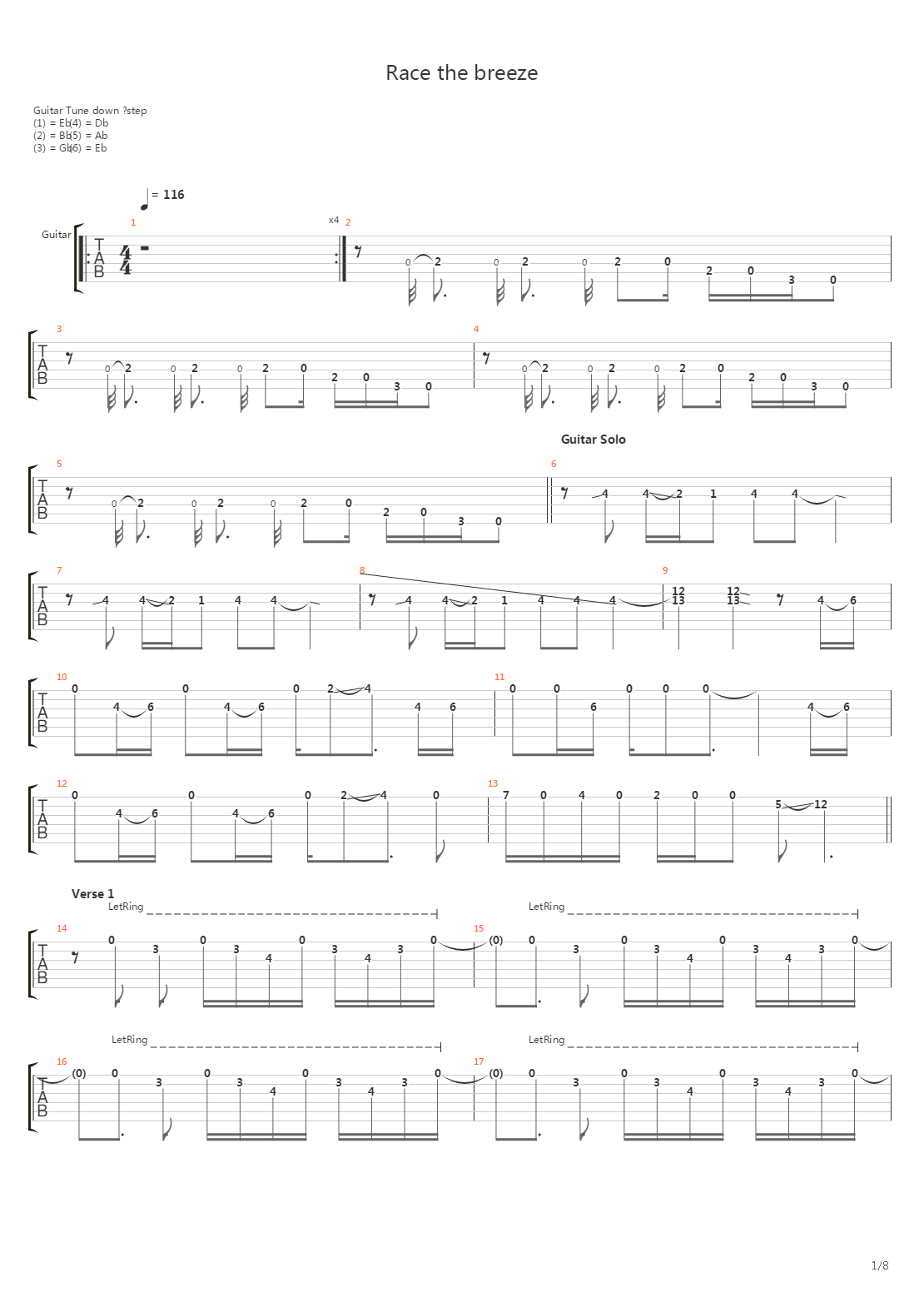 Race The Breeze吉他谱