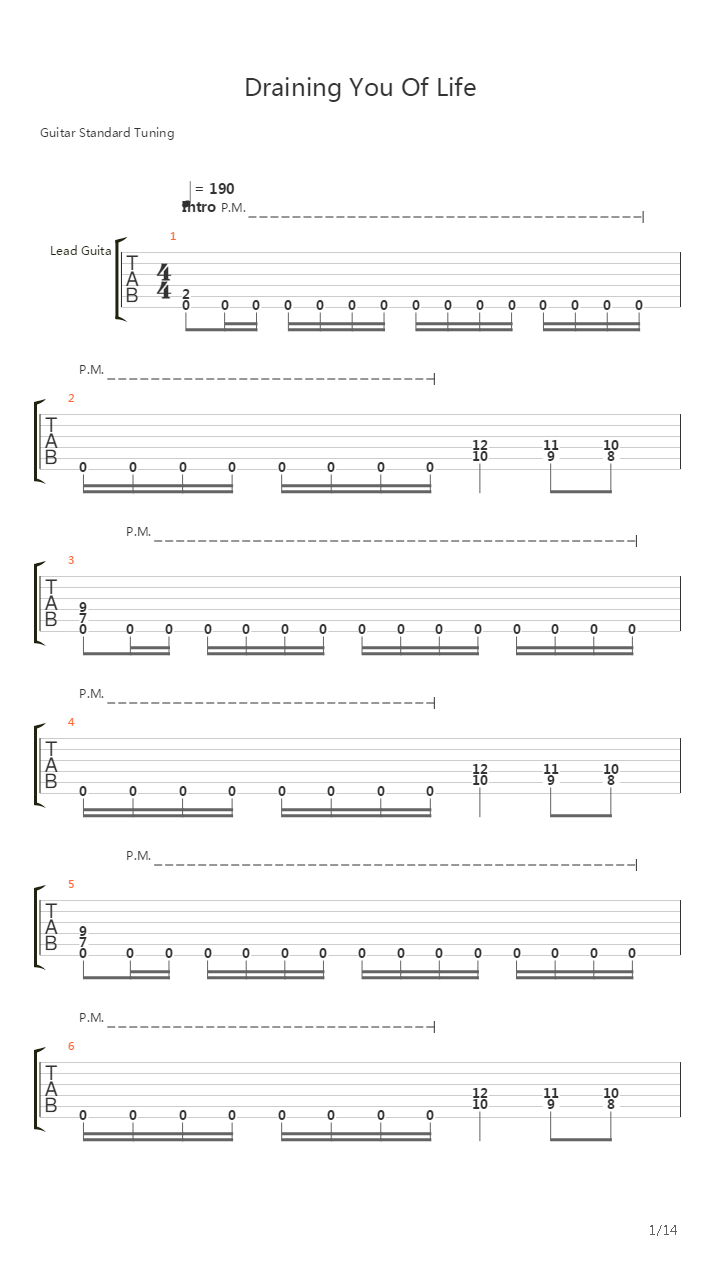 Draining You Of Life吉他谱