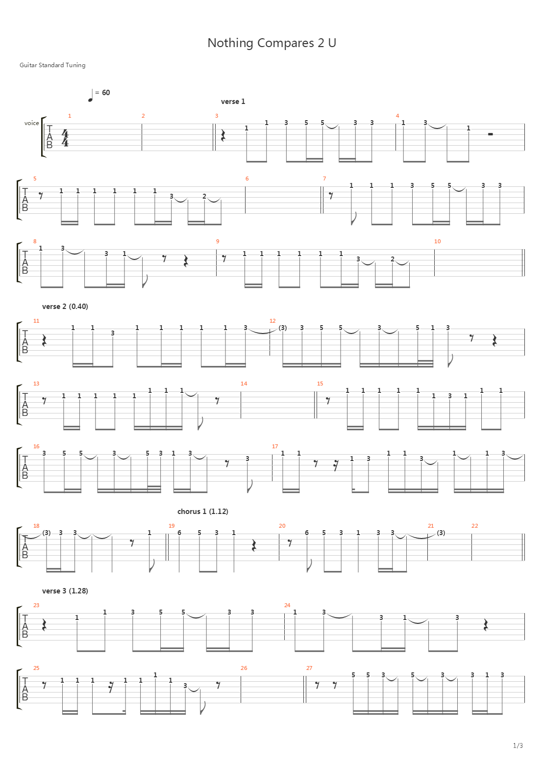 Nothing Compares 2 U吉他谱