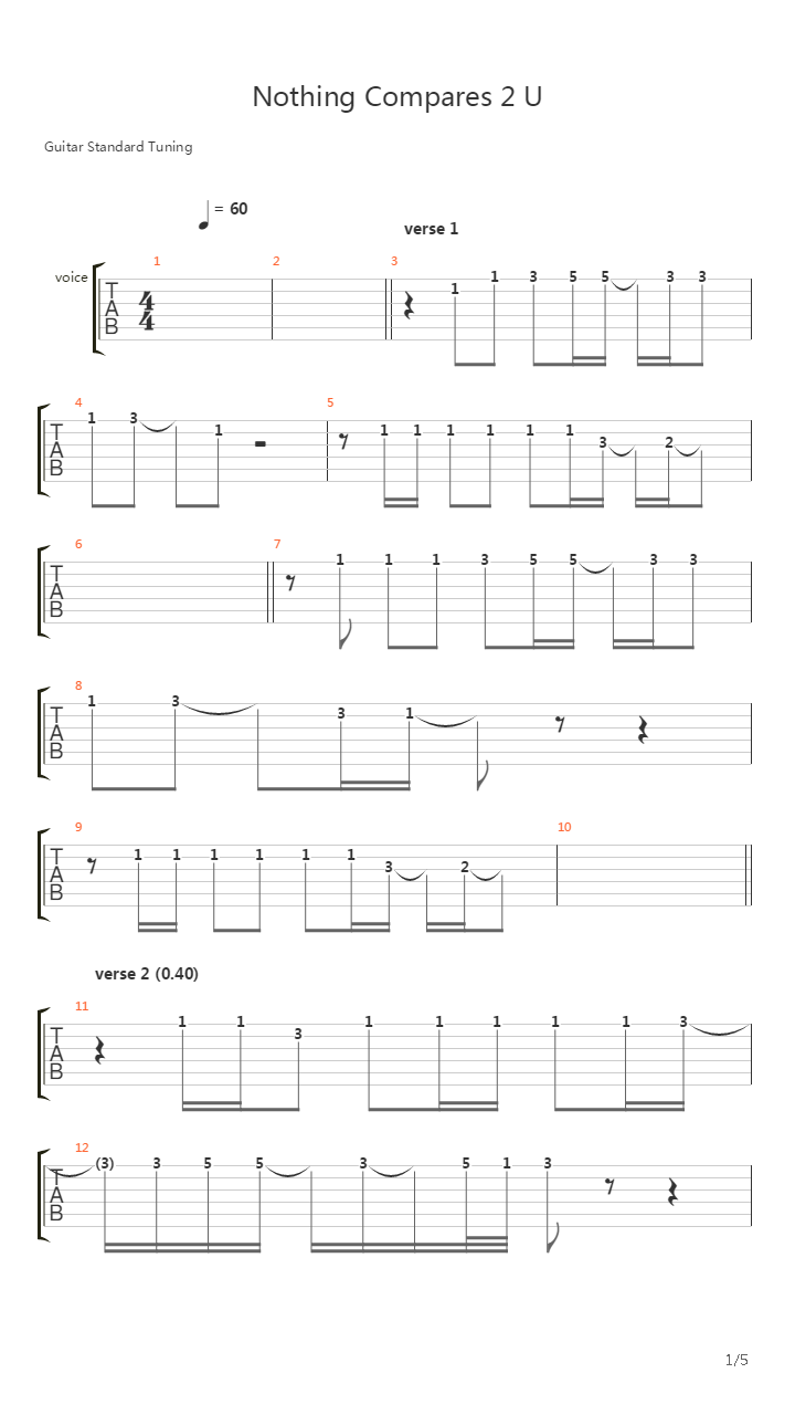 Nothing Compares 2 U吉他谱