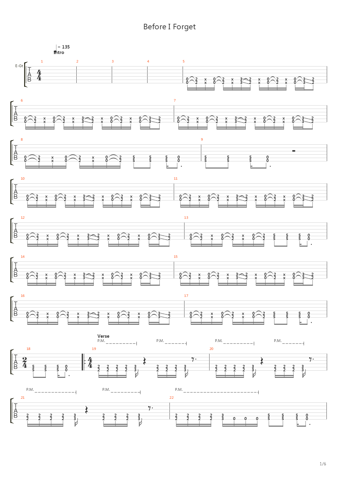 Before I Forget吉他谱