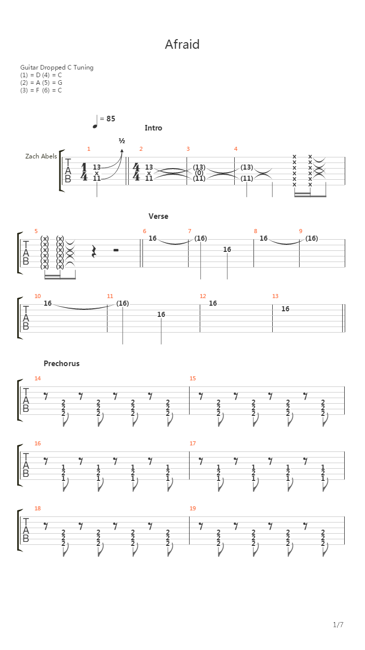 Afraid吉他谱