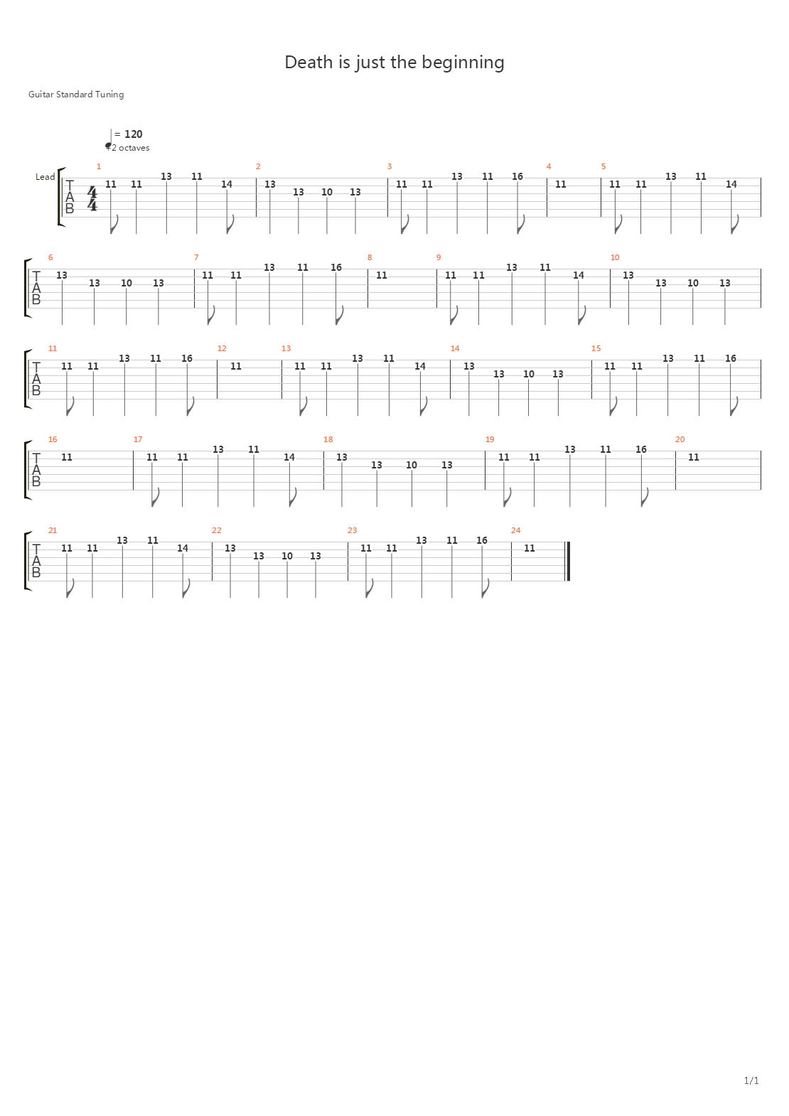 Death Is Just The Beginning吉他谱
