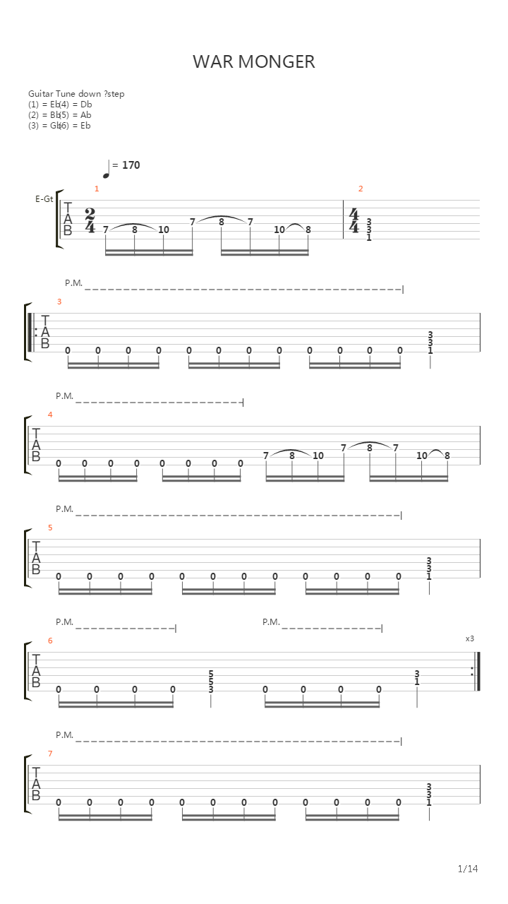 War Monger吉他谱