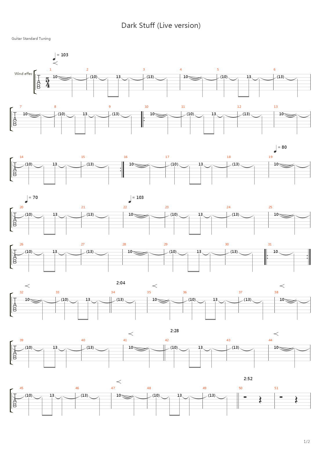 Dark Stuff Live吉他谱