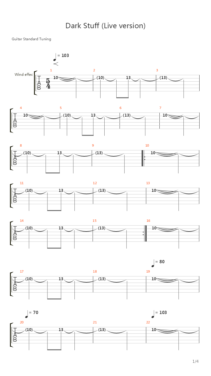 Dark Stuff Live吉他谱