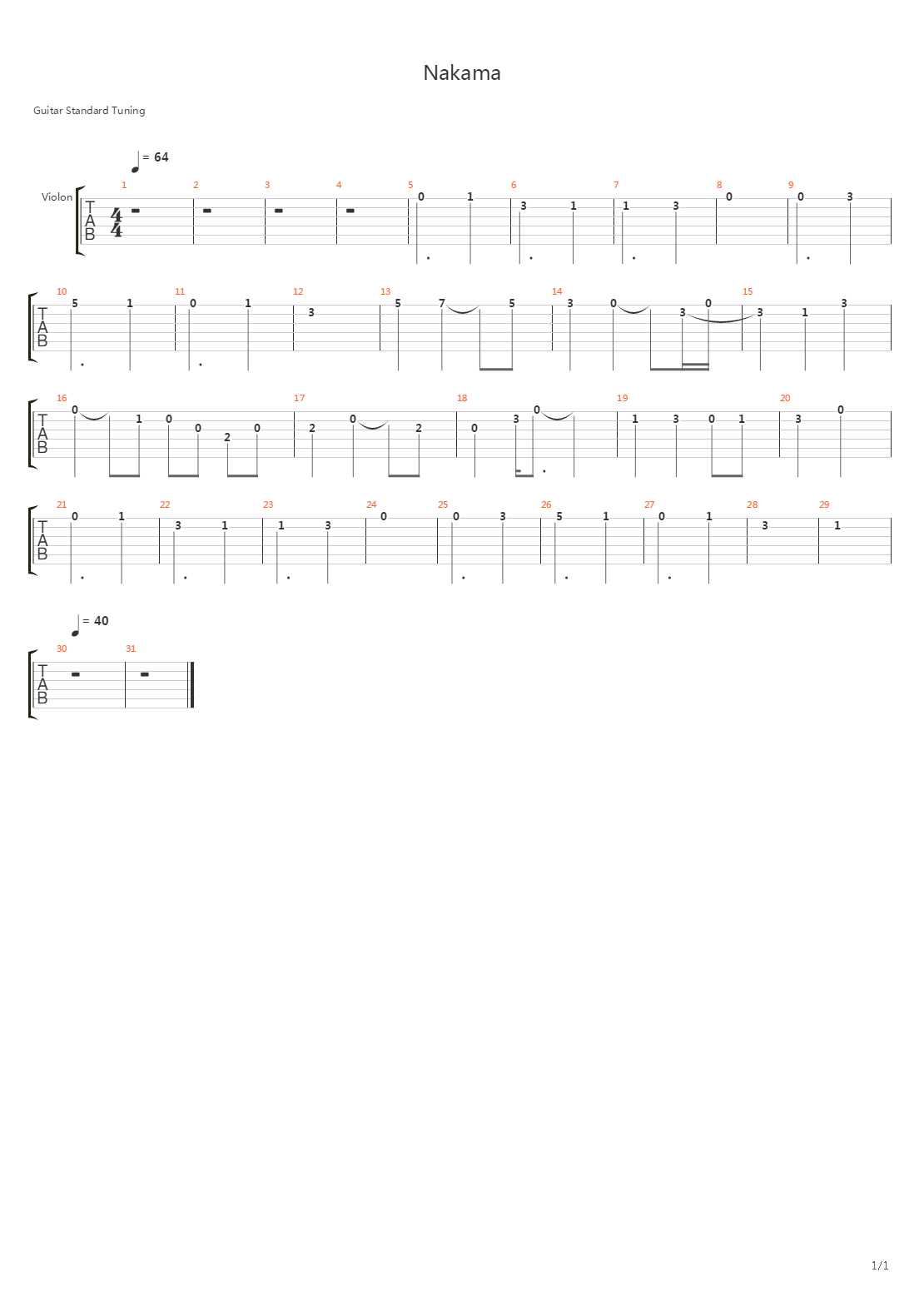 Nakama吉他谱