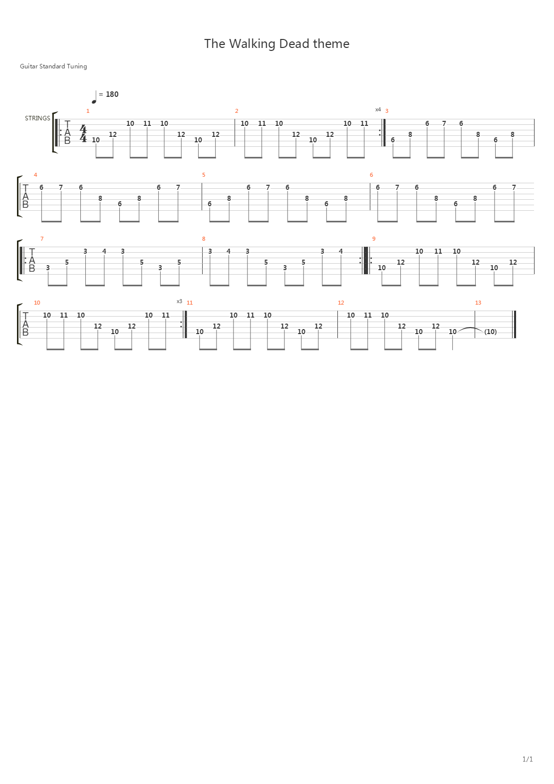The Walking Dead FULL edition theme吉他谱