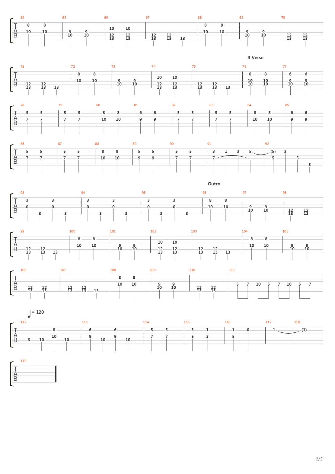 Battery In Your Leg吉他谱