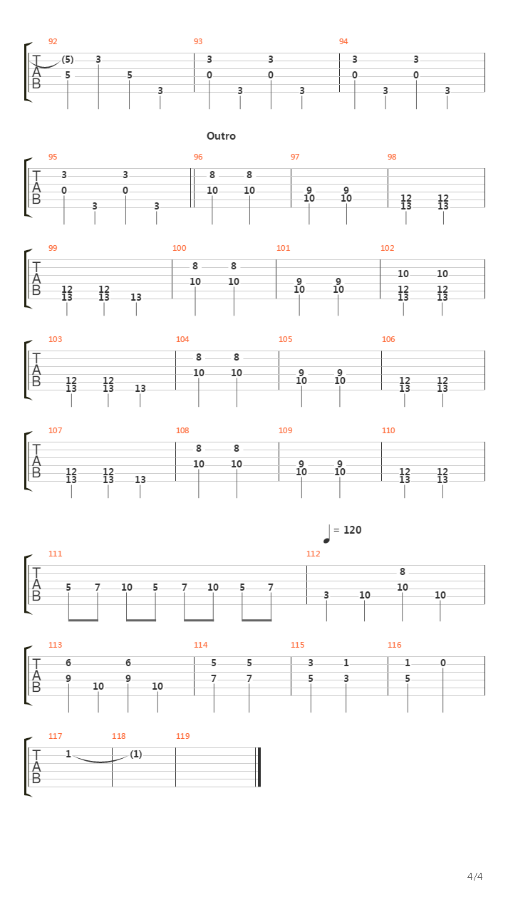 Battery In Your Leg吉他谱