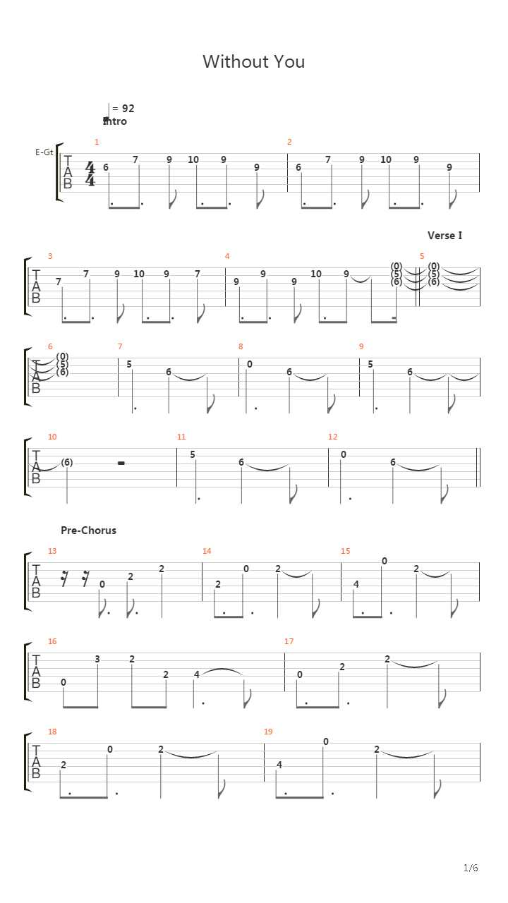 Without You吉他谱