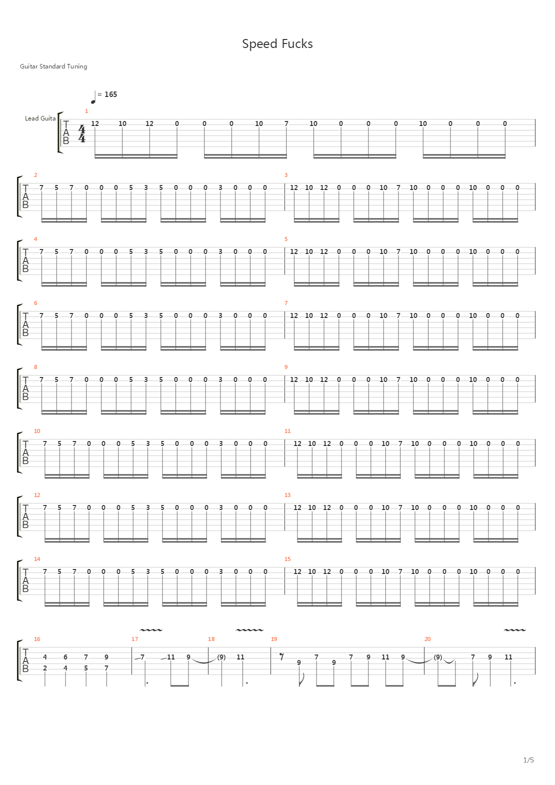 Speed Fucks吉他谱