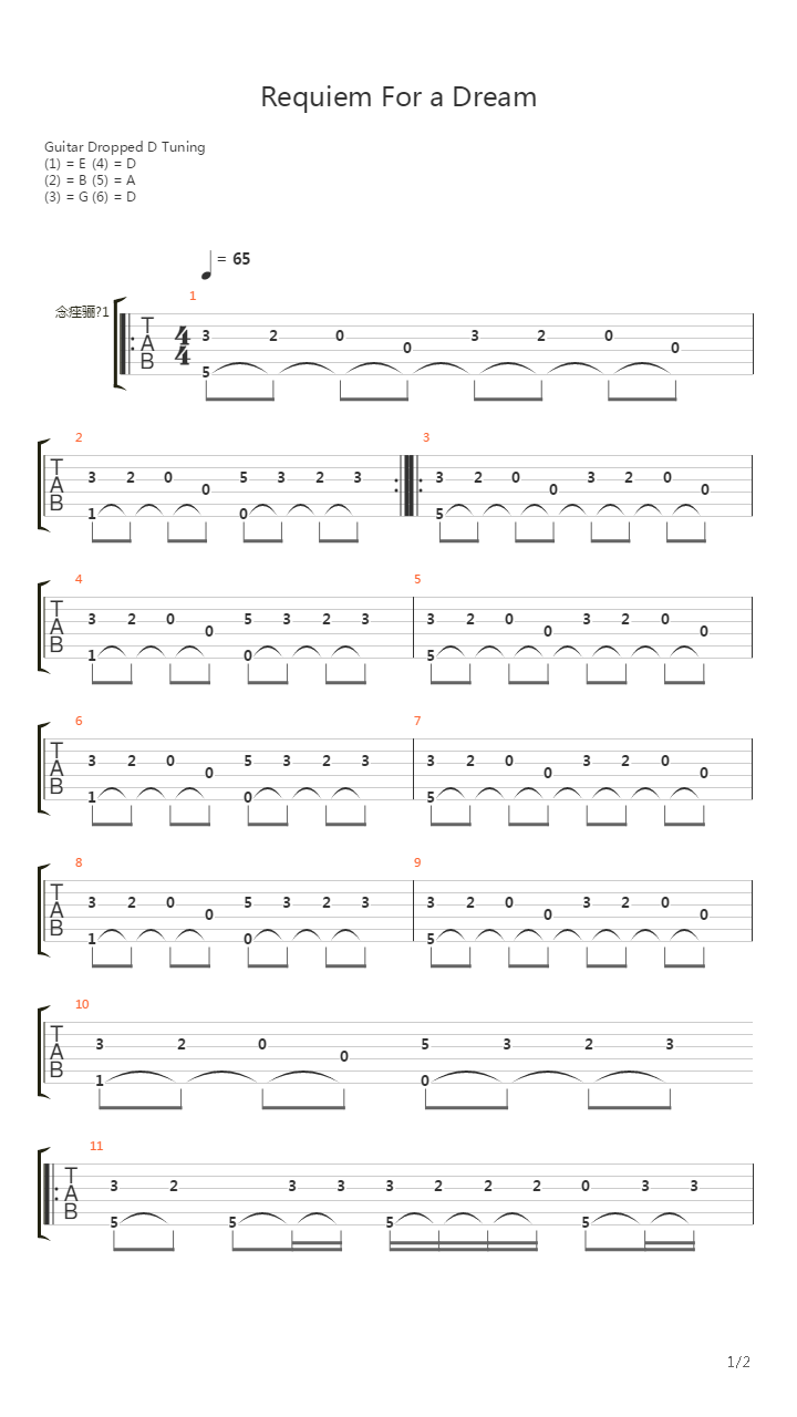 Requiem For A Dream吉他谱