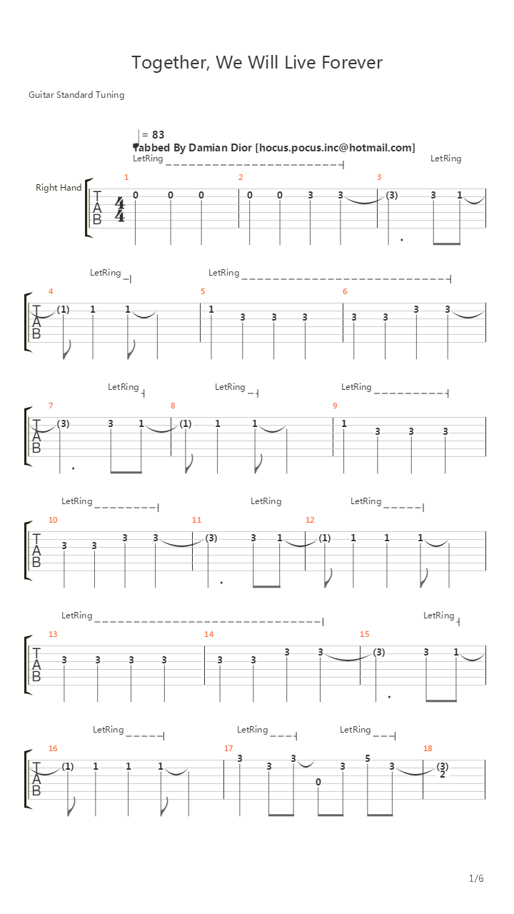 Together We Will Live Forever吉他谱