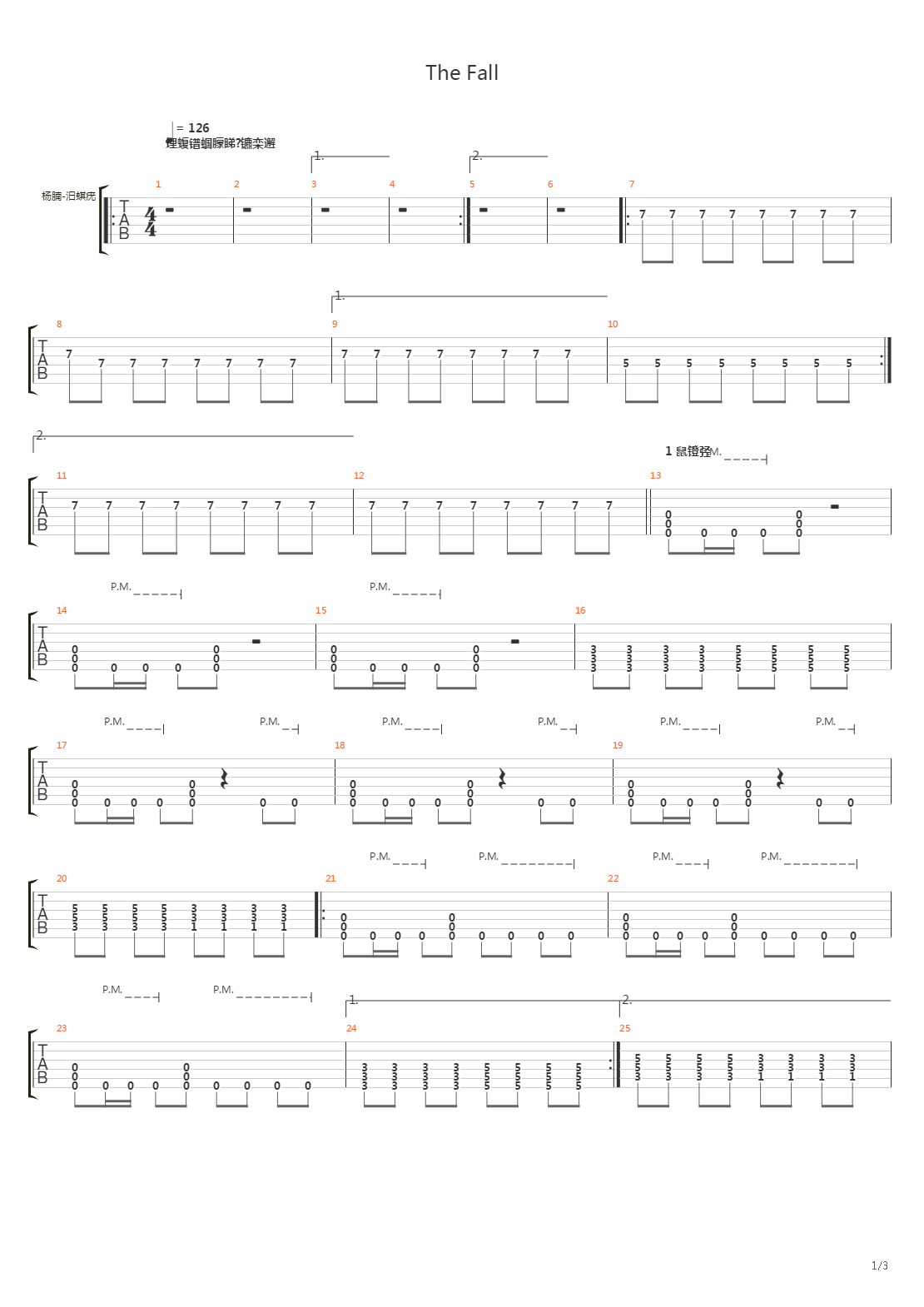 The Fall吉他谱