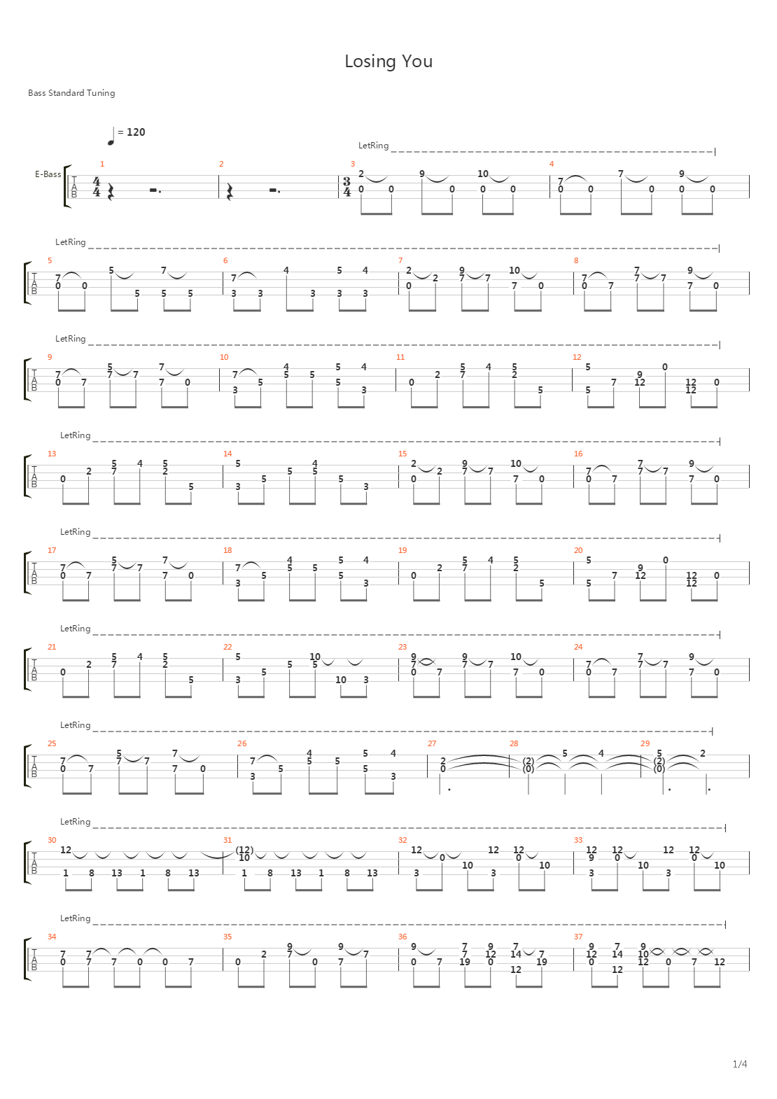 Losing You (bass)吉他谱