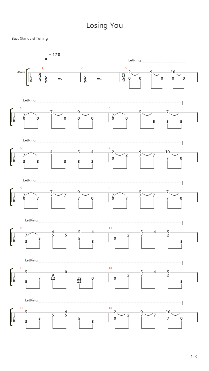 Losing You (bass)吉他谱