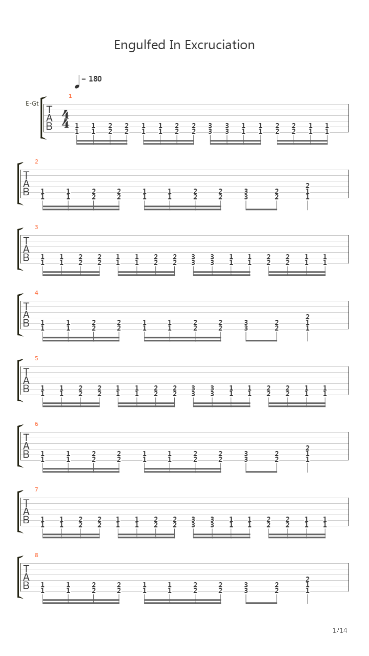 Engulfed in Excruciation吉他谱