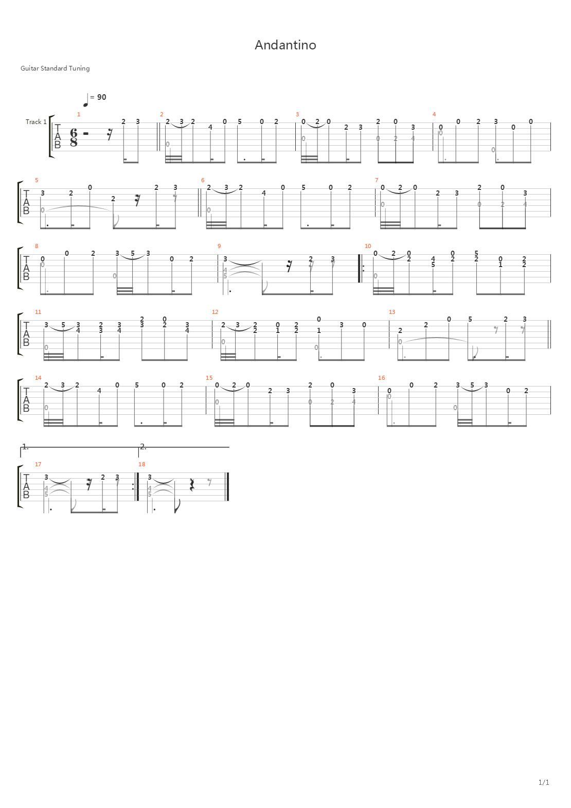 Andantino From 2 Part in D-dur吉他谱