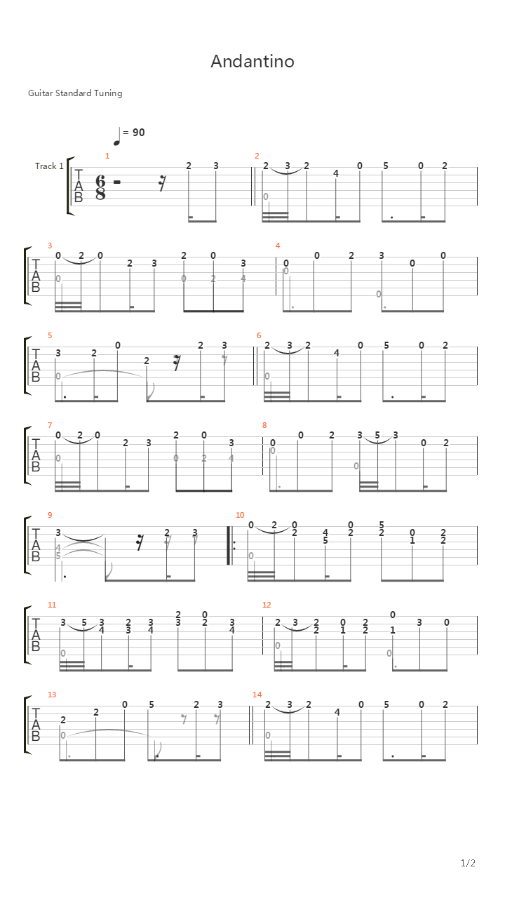 Andantino From 2 Part in D-dur吉他谱