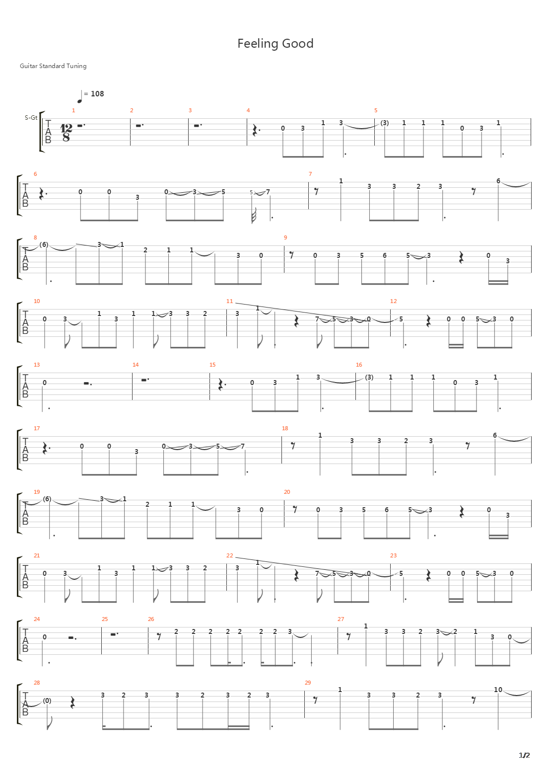 Feeling Good吉他谱