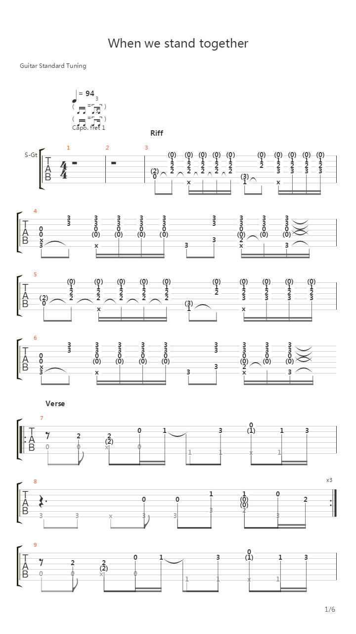 When We Stand Together (arrangement & tabs by Alex Mercy)吉他谱