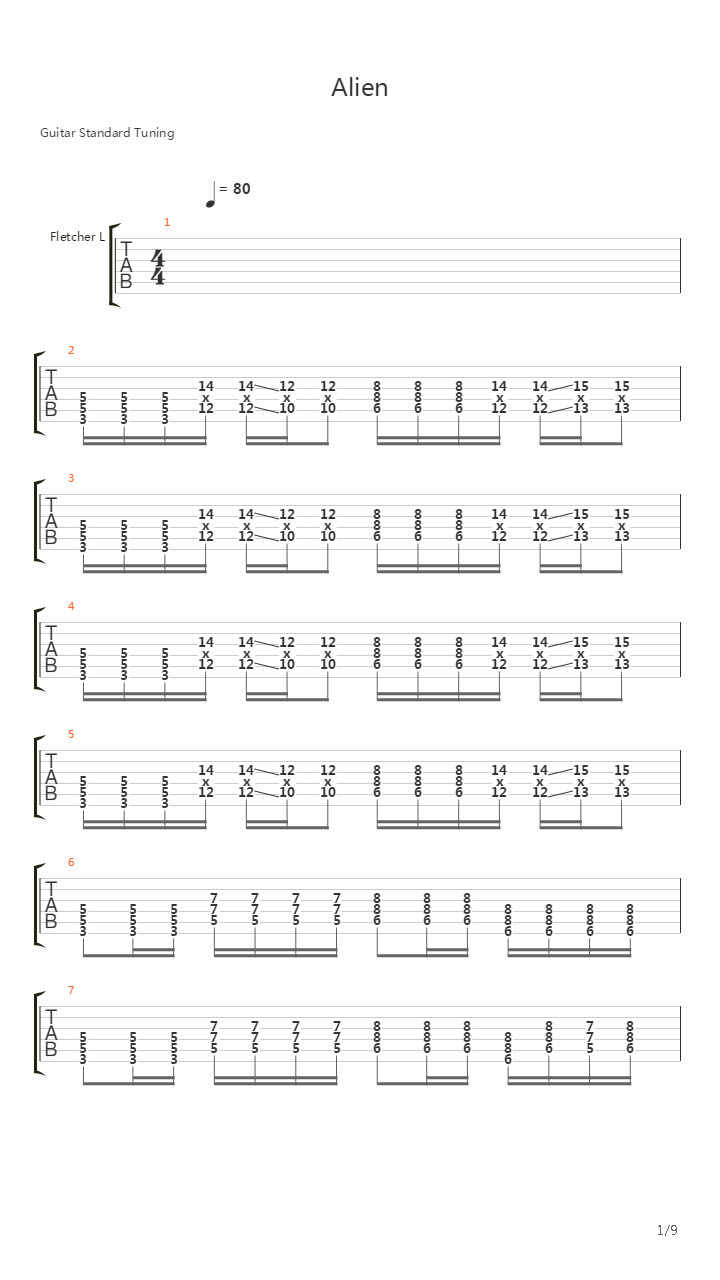 Alien吉他谱