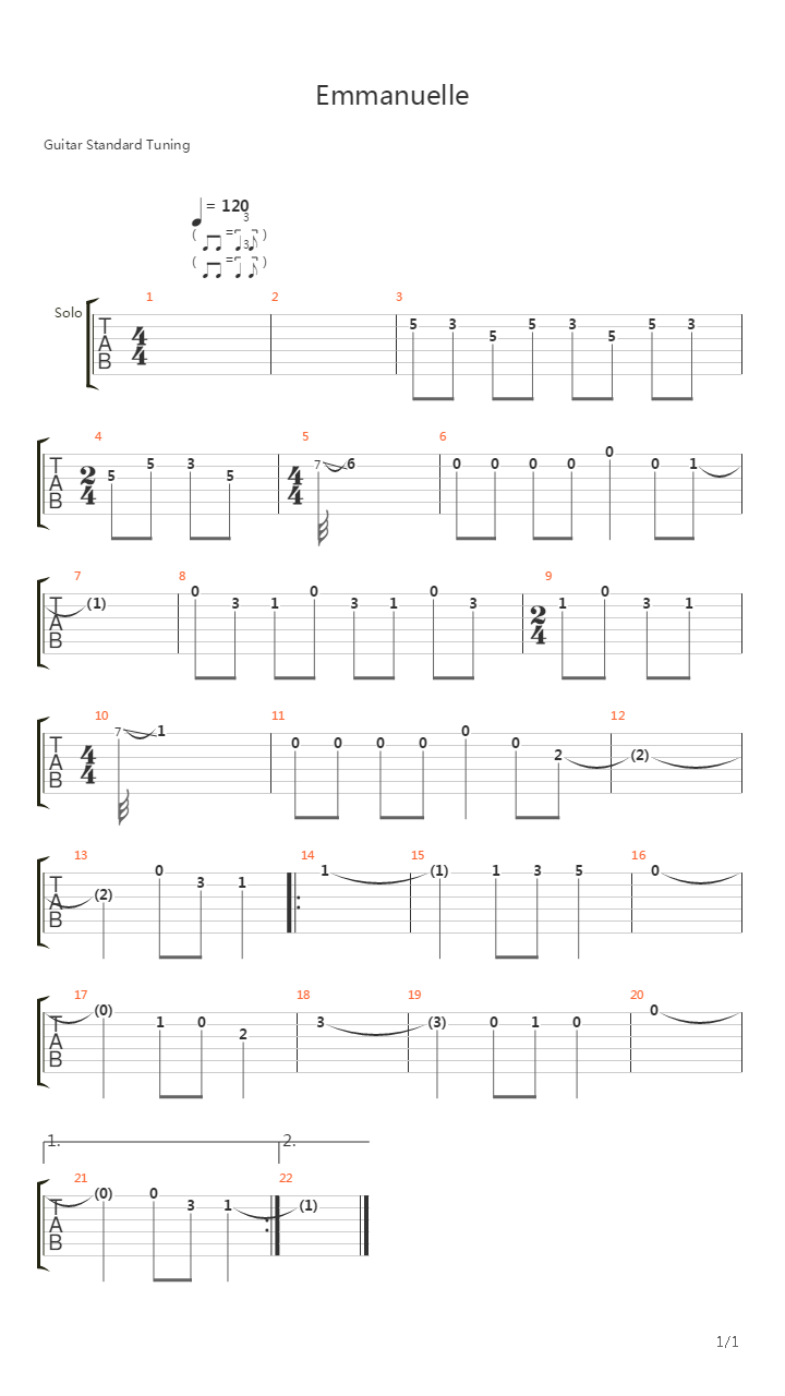 Emmanuelle (Эммануэль)吉他谱