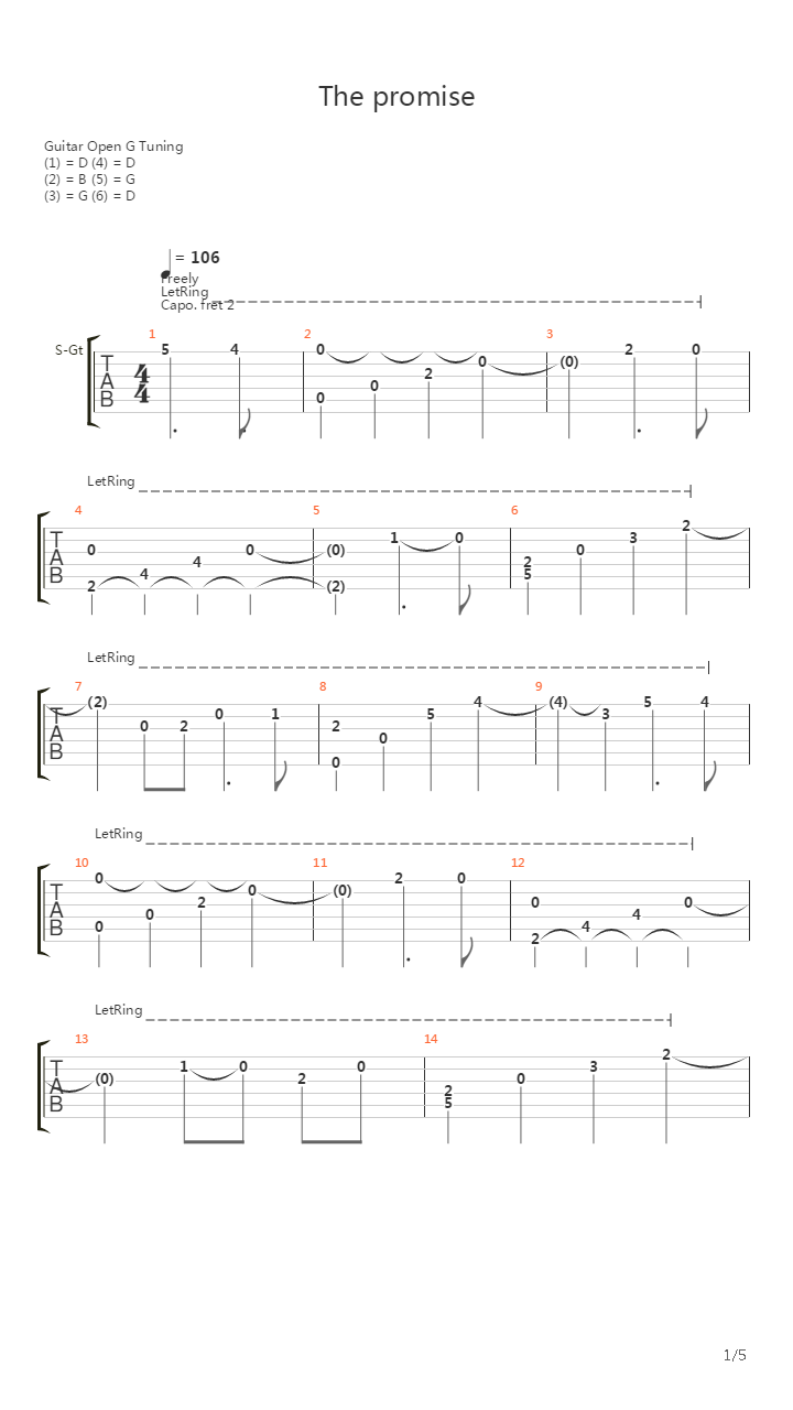 The Promise (Arrangement and Tabs - Alex Mercy)吉他谱