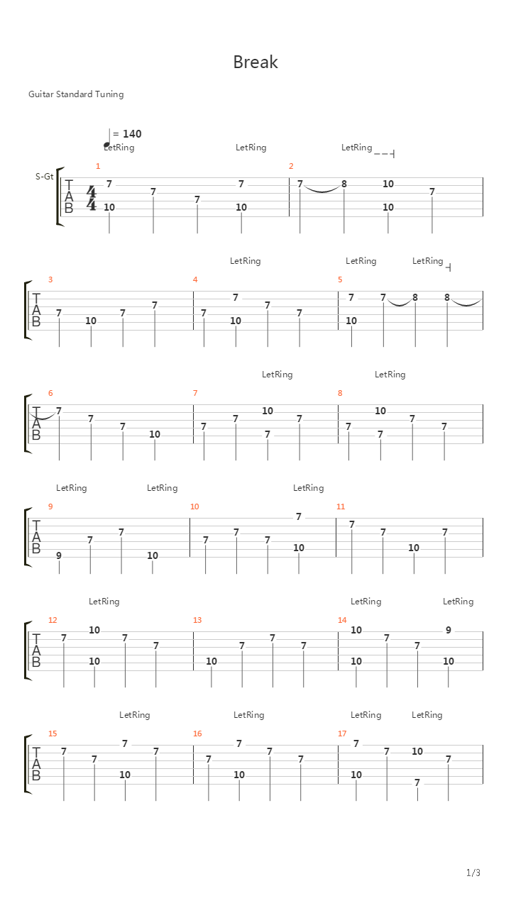 Break吉他谱