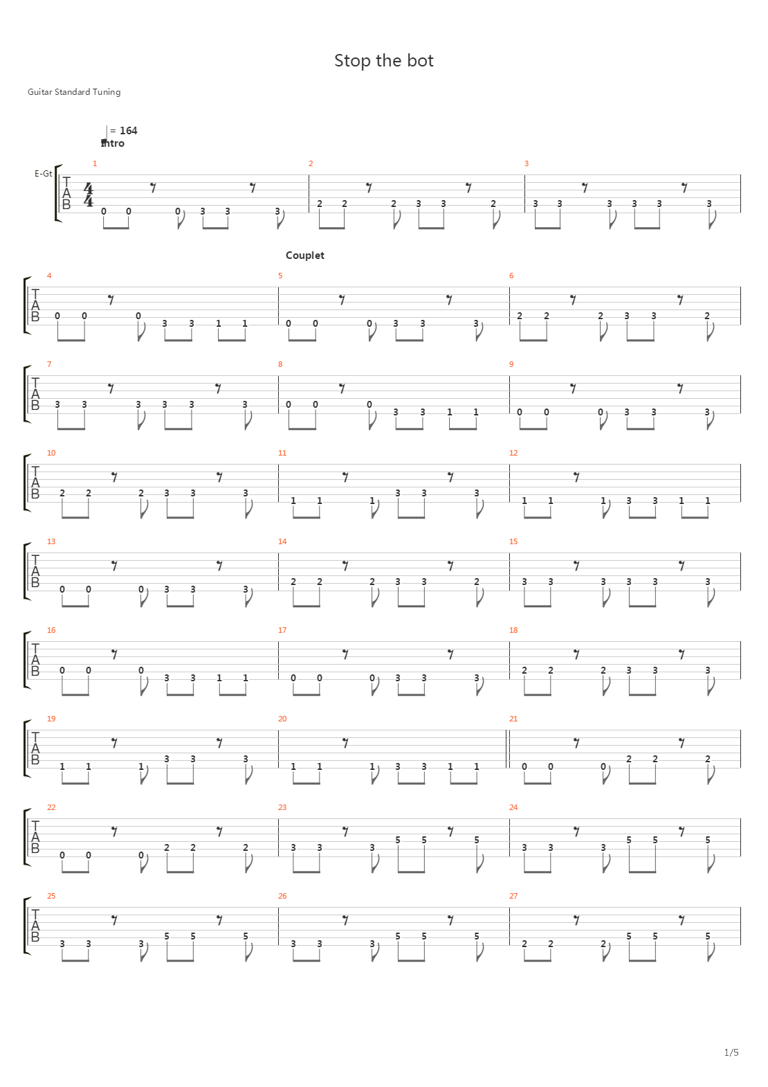 Stop The Bot吉他谱