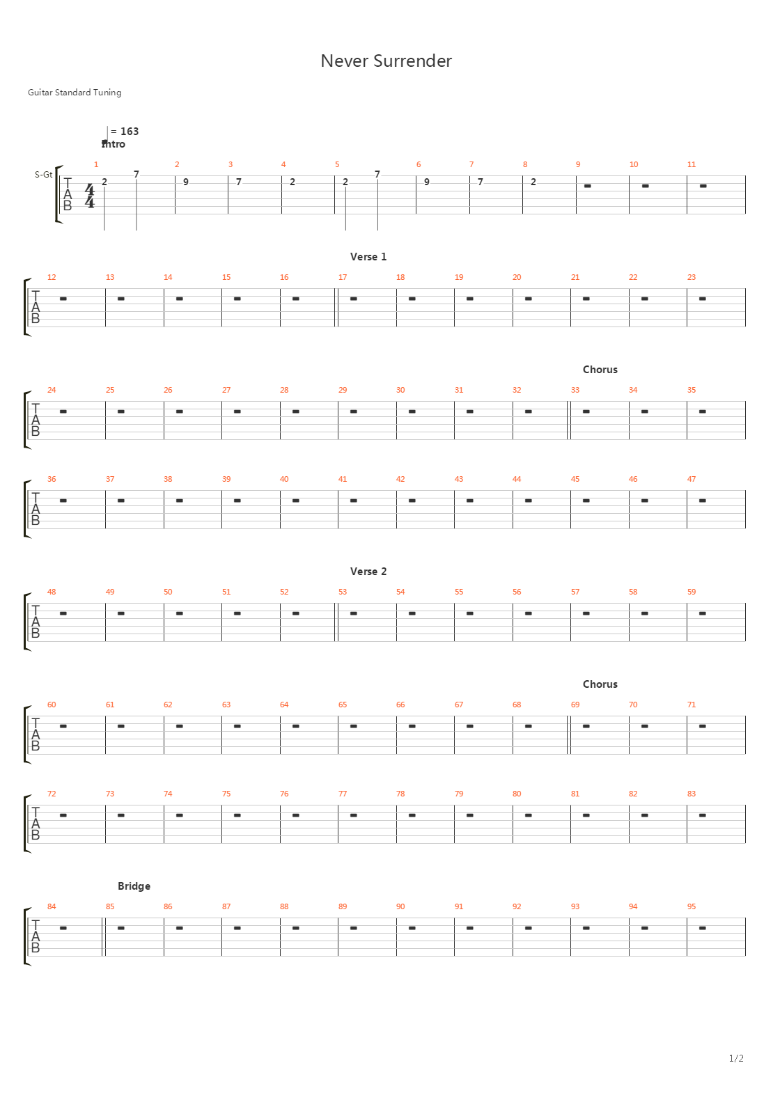 Never Surrender吉他谱