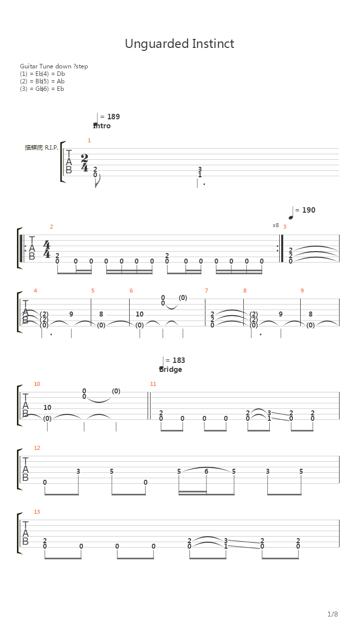 Unguarded Instinct吉他谱