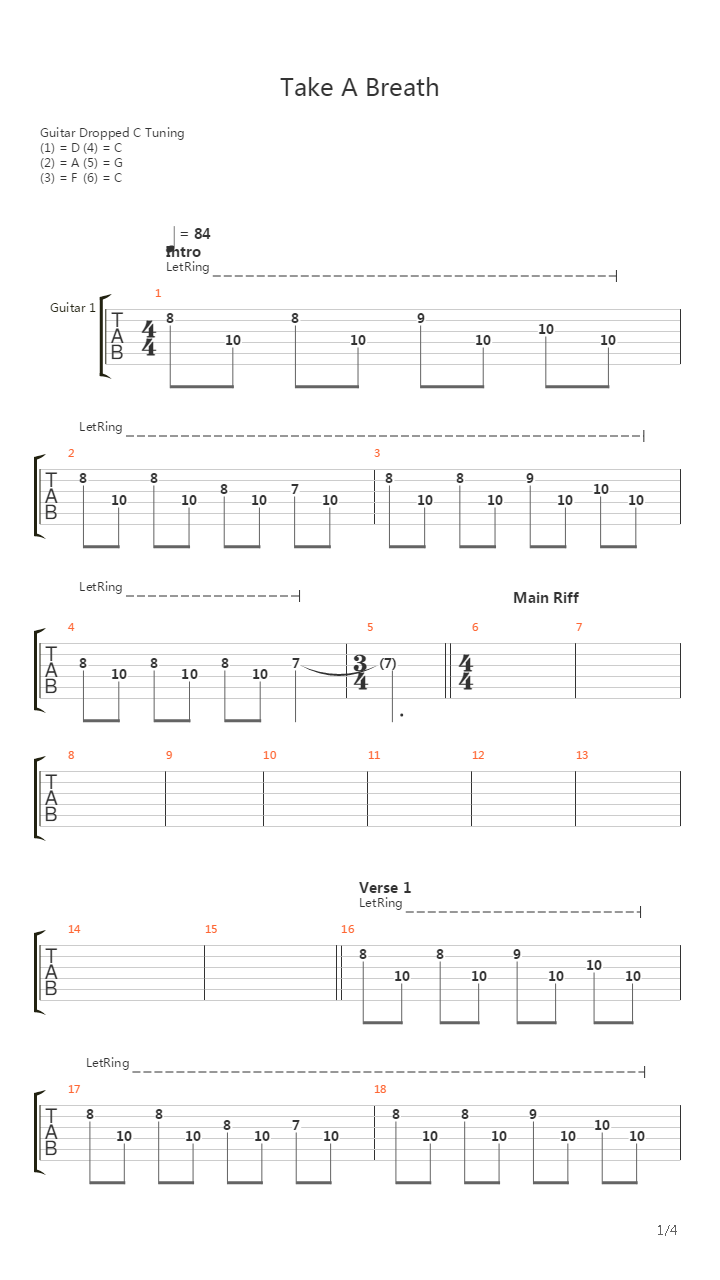 Take A Breath吉他谱