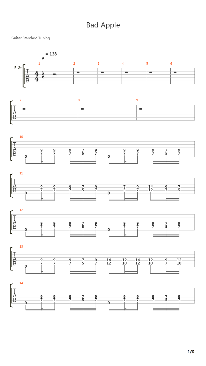 Bad Apple吉他谱