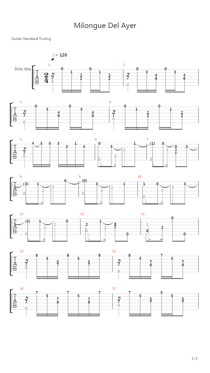 Milongue Del Ayer吉他谱