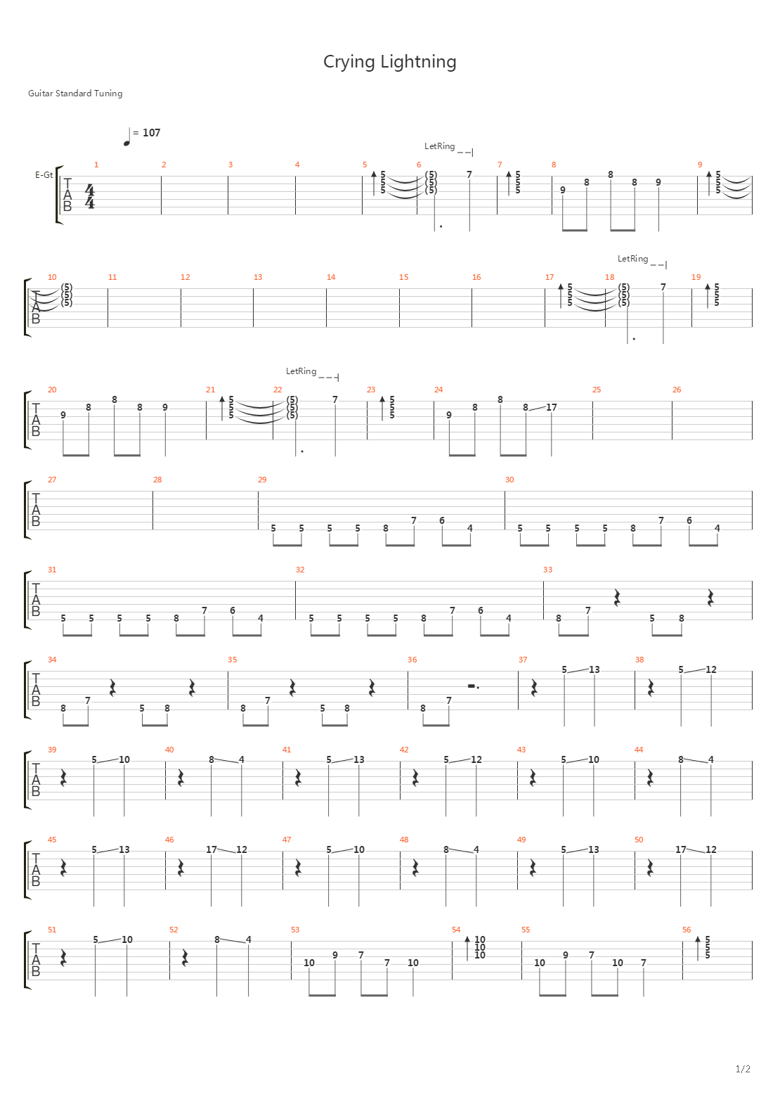 Crying Lightning吉他谱