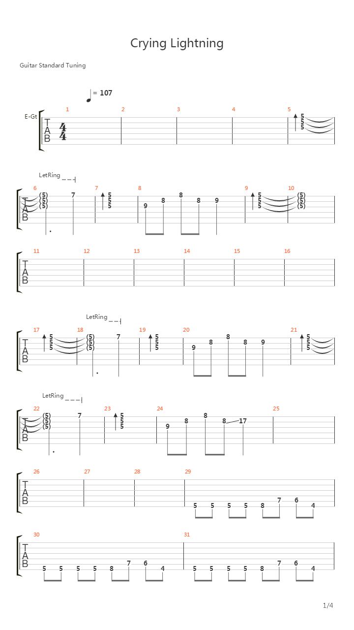 Crying Lightning吉他谱