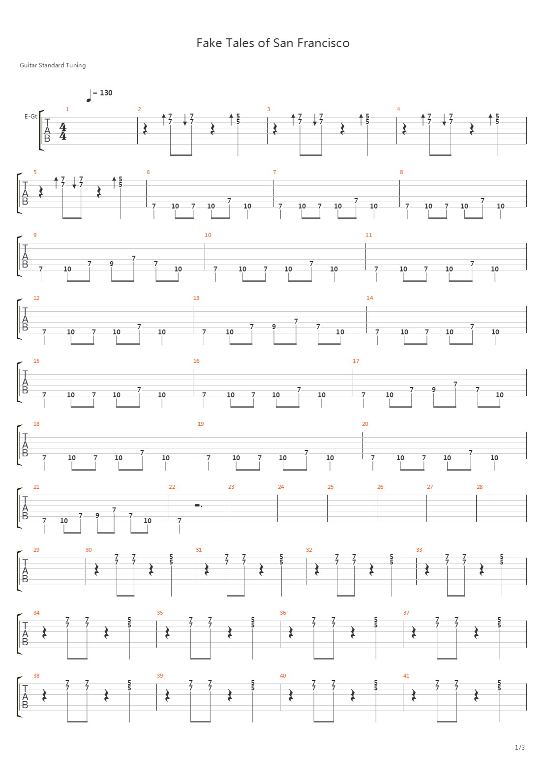 Fake Tales of San Francisco吉他谱