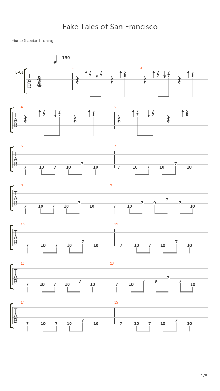 Fake Tales of San Francisco吉他谱