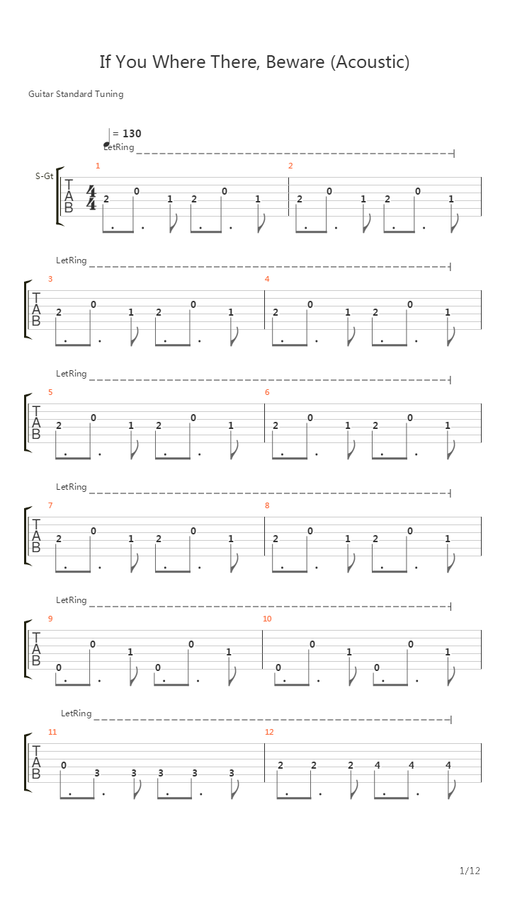 If You There Where, Beware (Acoustic)吉他谱