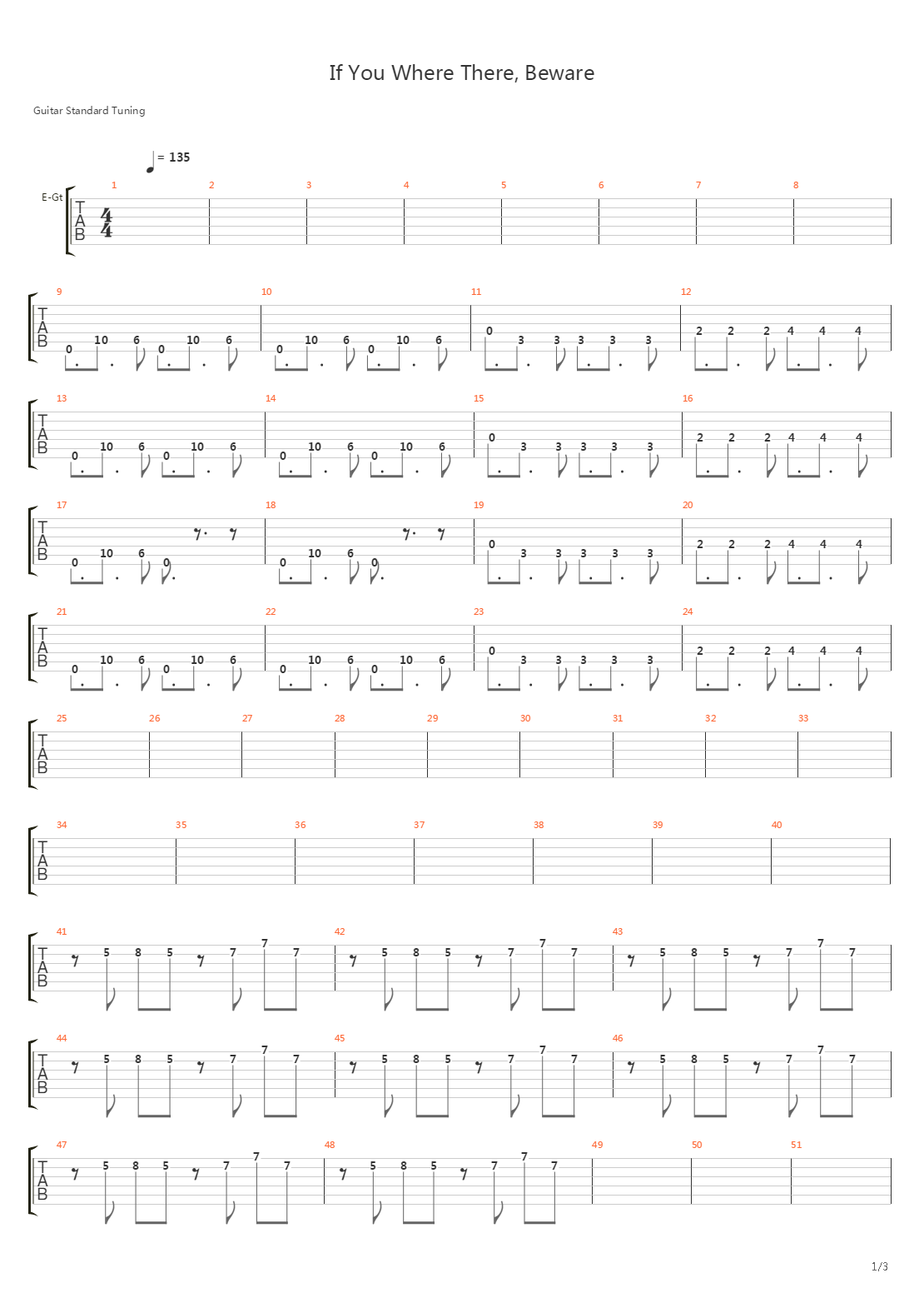 If You There Where, Beware吉他谱