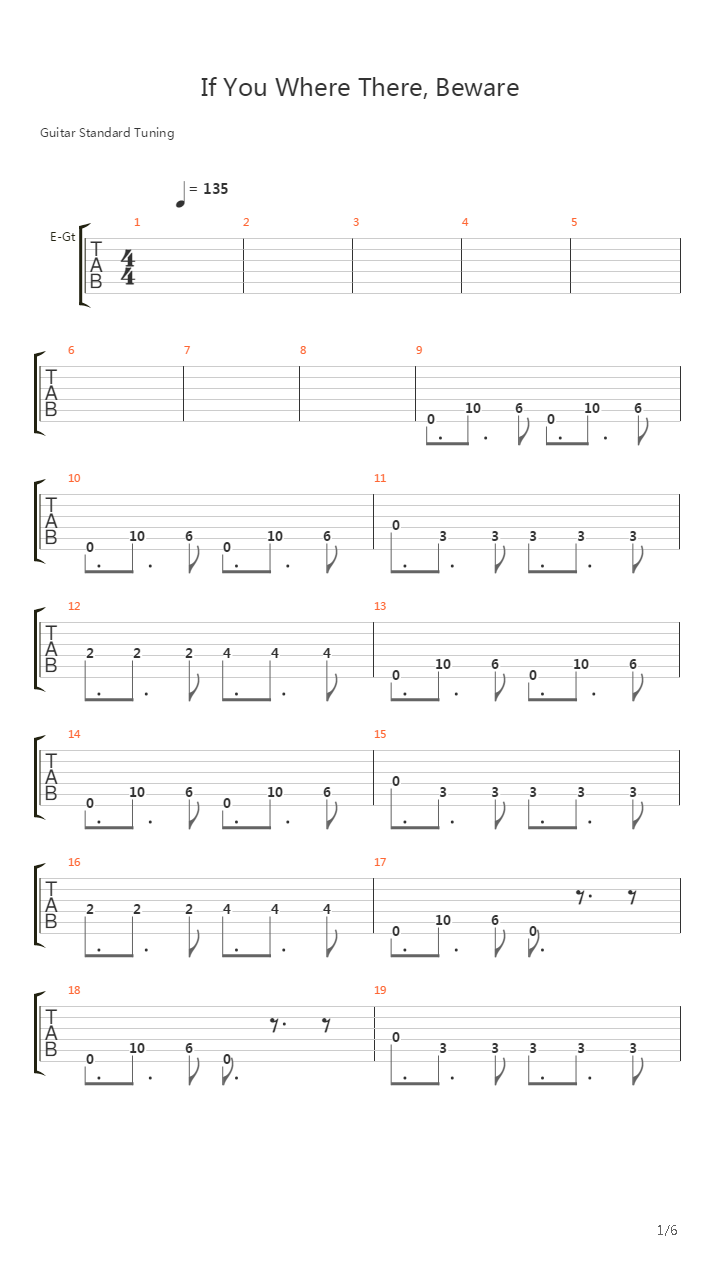 If You There Where, Beware吉他谱