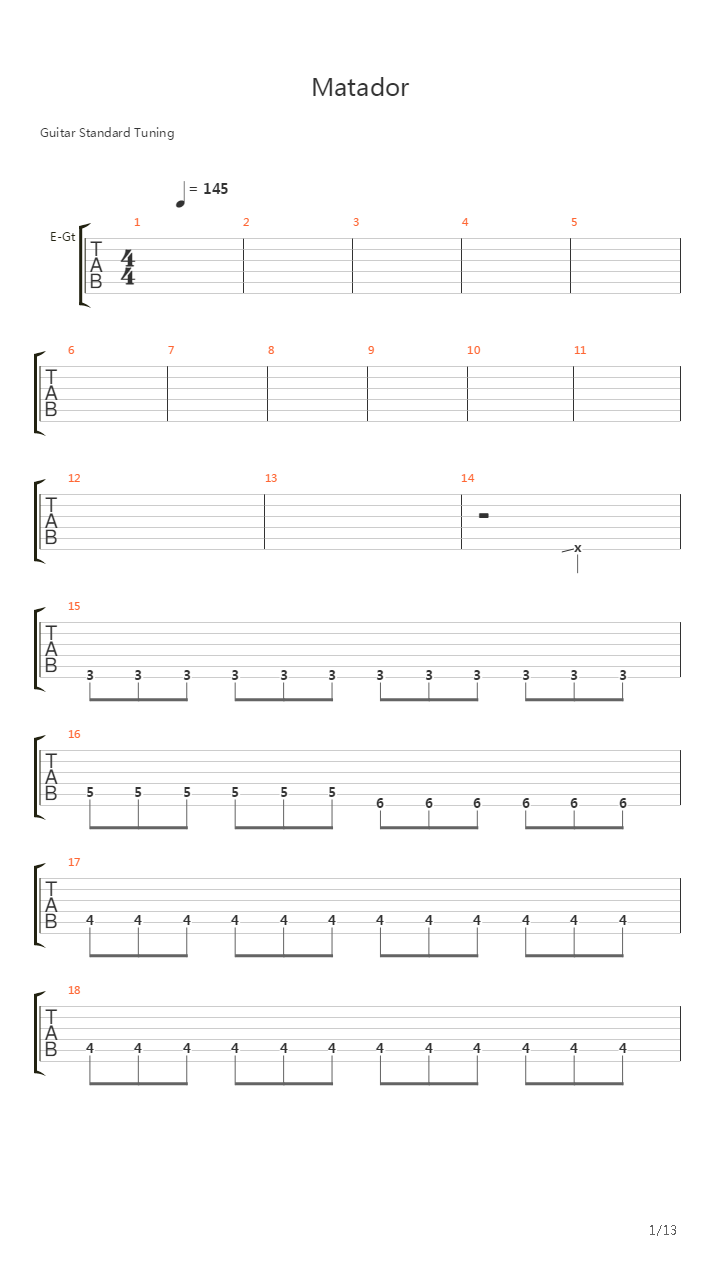 Matador吉他谱