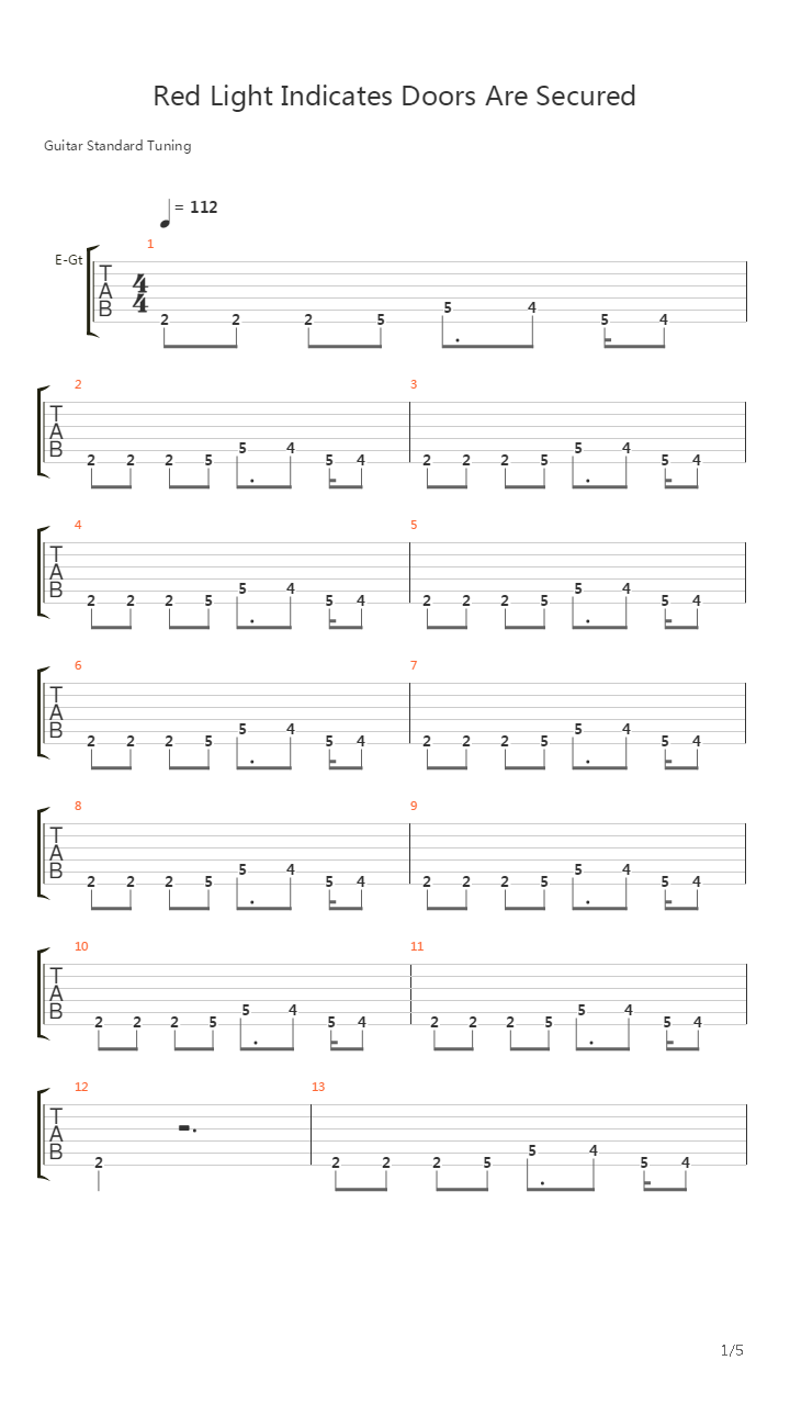 Red Light Indicates Doors Are Secured吉他谱