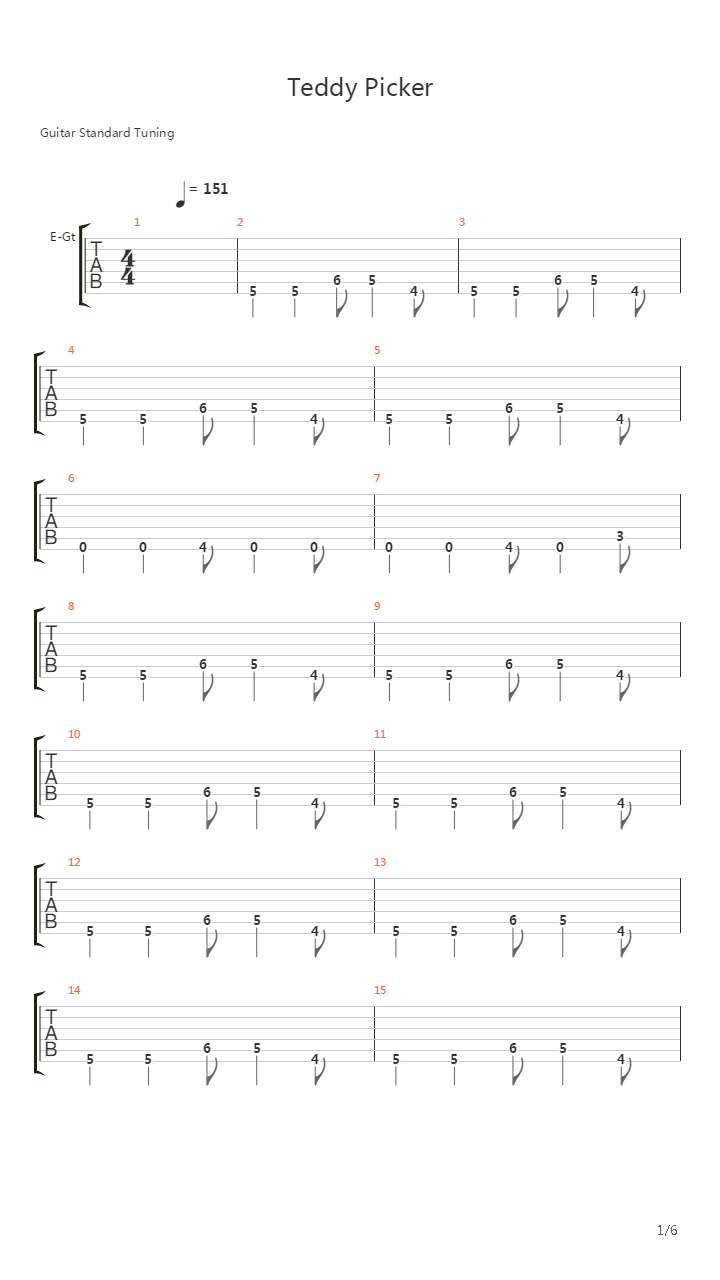 Teddy Picker吉他谱