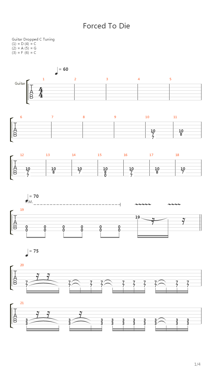 Forced To Die吉他谱