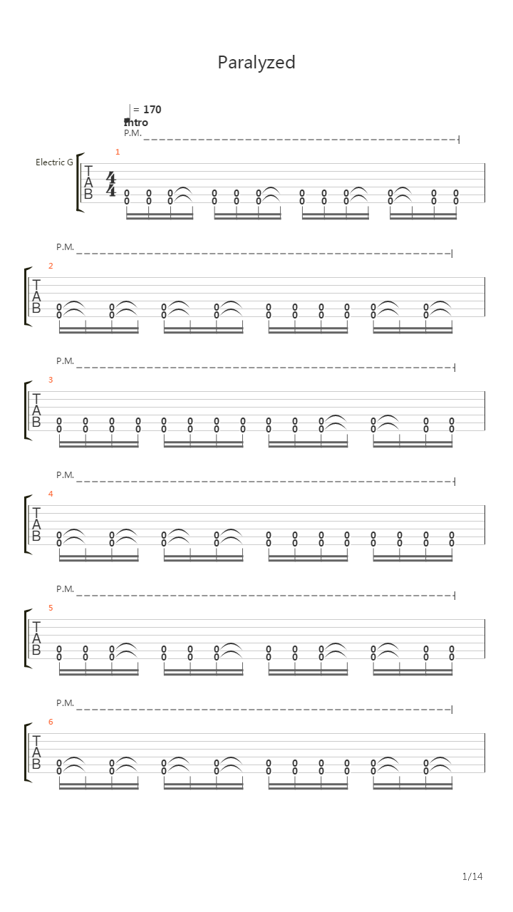 Paralyzed吉他谱