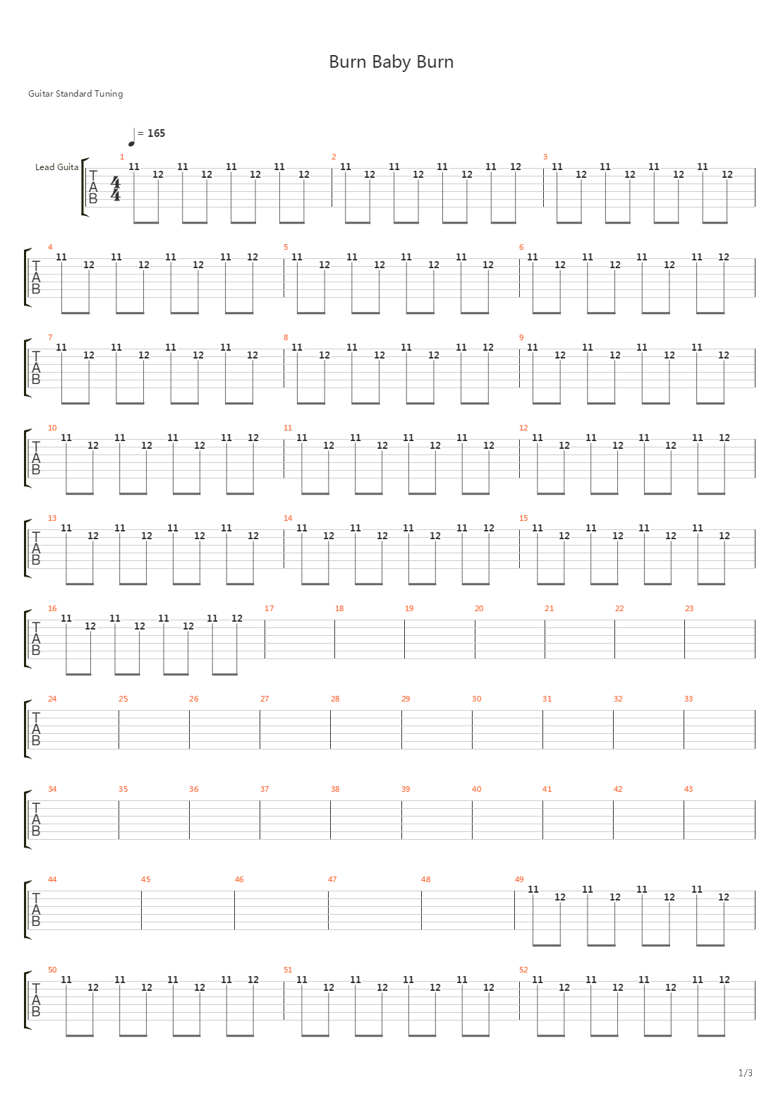 Burn Baby Burn吉他谱